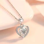 Double Love Crystal Pendant Necklace for Women