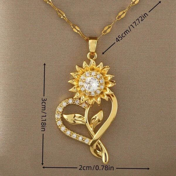 Rotatable Sunflower Zircon Pendant Necklace