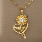 Rotatable Sunflower Zircon Pendant Necklace