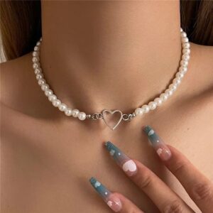 Chic Heart Pearl Choker Necklace