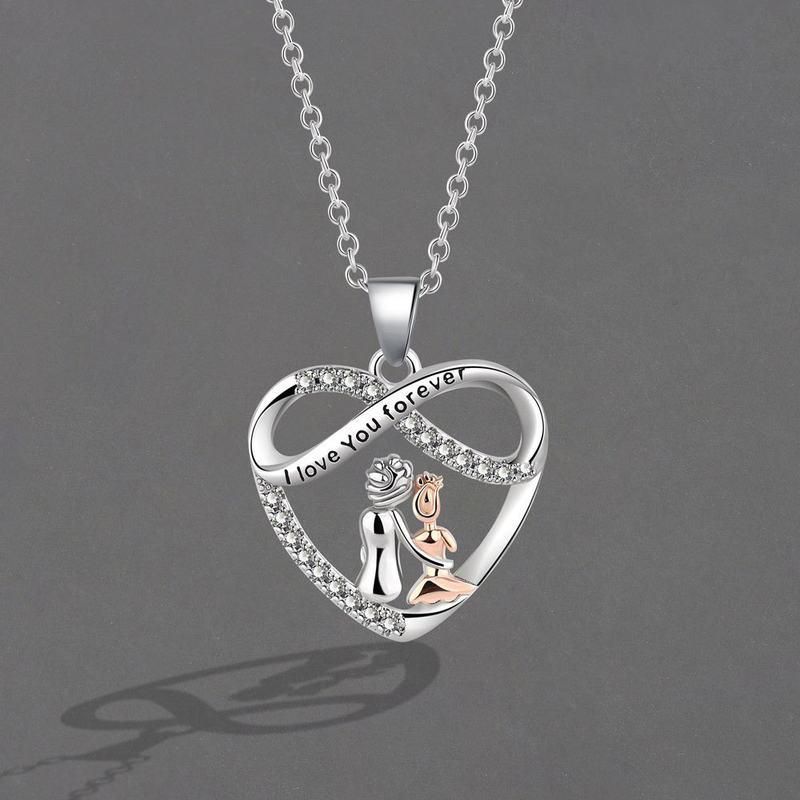Dainty Endless Love Mother and Daughter Necklace for Women Exquisite Love Heart Shaped Pendant Clavicle Chain Mother's Day Gift