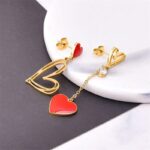 Chic Hollow Heart & Zircon Tassel Stud Earrings in 18K Gold Finish