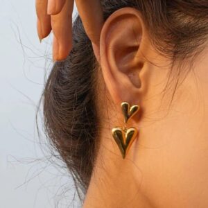 18K Gold Color Love-Shaped Stainless Steel Drop Earrings