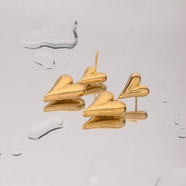 18K Gold Color Love-Shaped Stainless Steel Drop Earrings