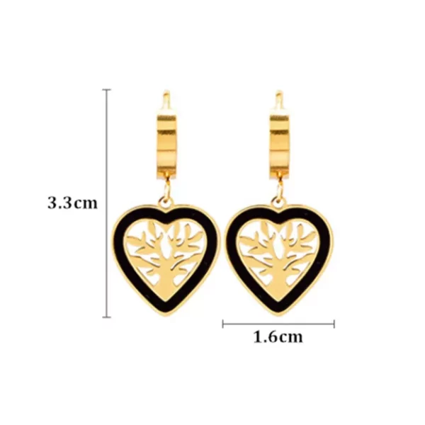 316L Stainless Steel Heart & Tree of Life Stud Earrings