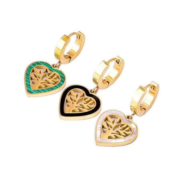 316L Stainless Steel Heart & Tree of Life Stud Earrings