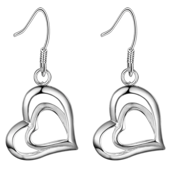 Sterling Silver Love Heart Drop Earrings