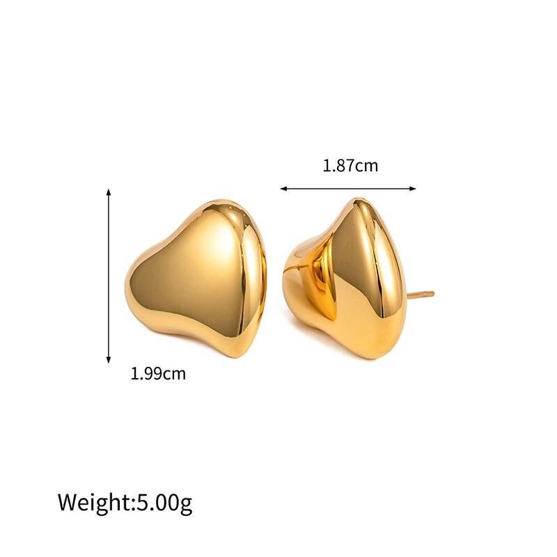 18K Gold PVD Plated Stainless Steel Heart Stud Earrings