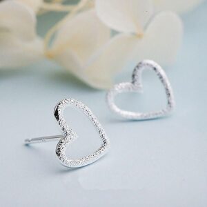 Elegant 925 Sterling Silver Heart Stud Earrings for Women