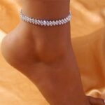 Trendy Geometric Silver Anklet with Cubic Zirconia