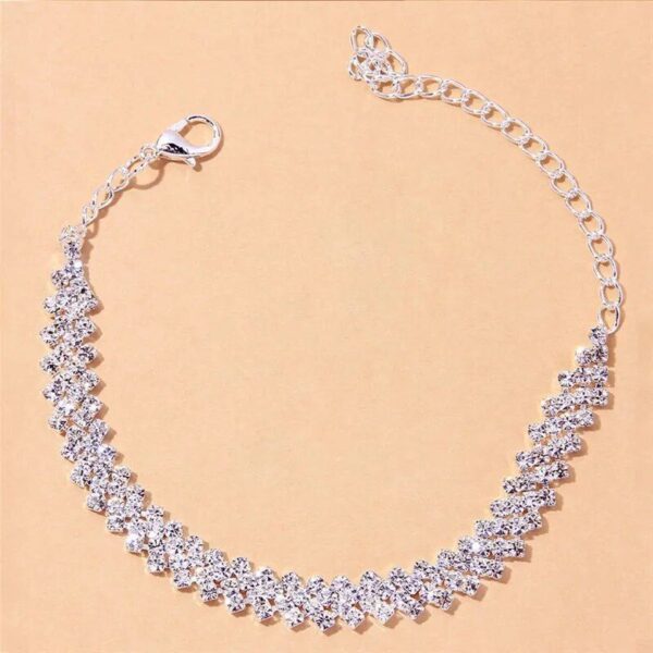 Trendy Geometric Silver Anklet with Cubic Zirconia