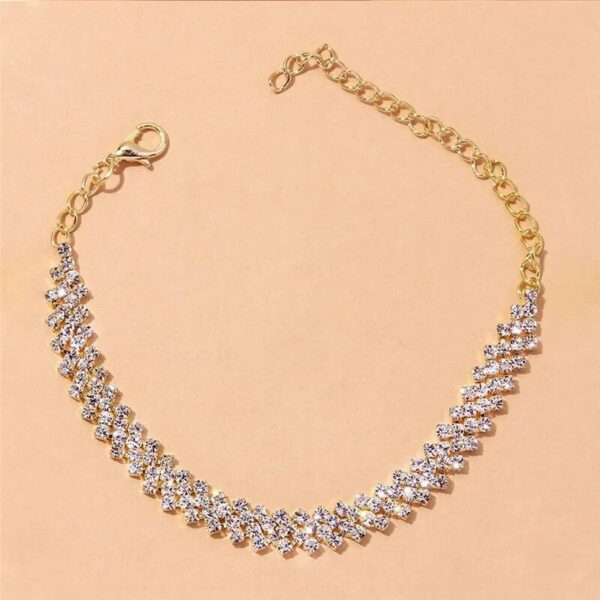 Trendy Geometric Silver Anklet with Cubic Zirconia