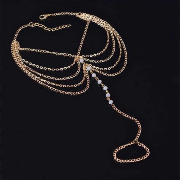 Chic Multi-Layer Pearl & Gold Anklet – Fashionable Stainless Steel Ankle Bracelet for Women