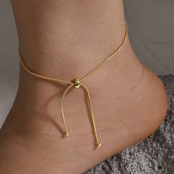 Gold and Silver Color Adjustable Snake Chain Anklet