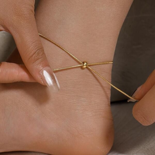 Gold and Silver Color Adjustable Snake Chain Anklet