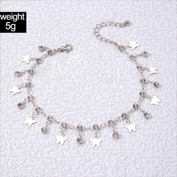 Chic Crystal Butterfly & Water Droplet Anklet