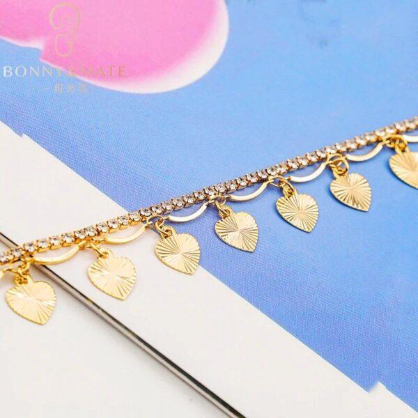 24K Gold-Plated Heart Anklet with Zircon