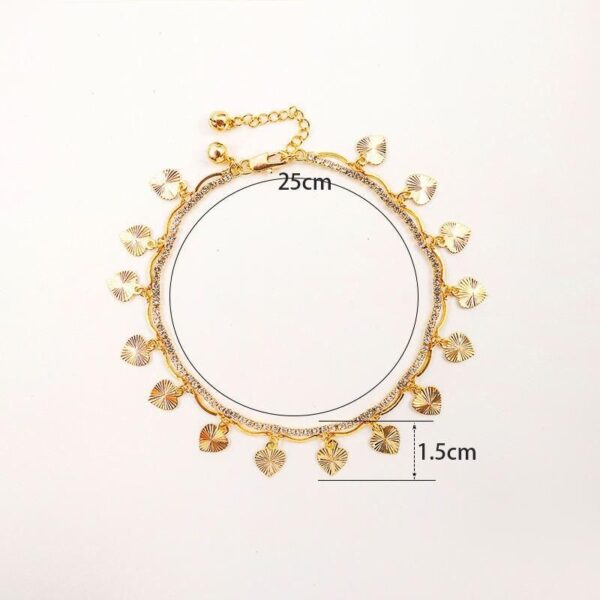 24K Gold-Plated Heart Anklet with Zircon