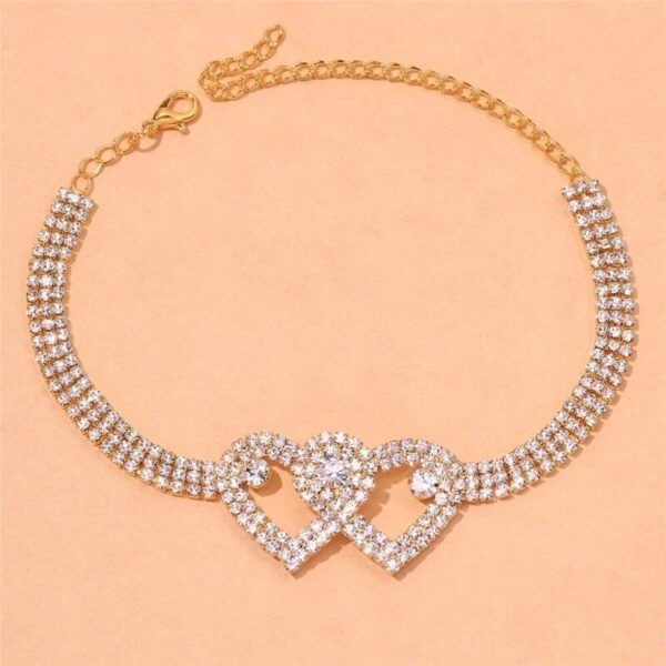 Trendy Heart-Shaped Cubic Zirconia Anklet