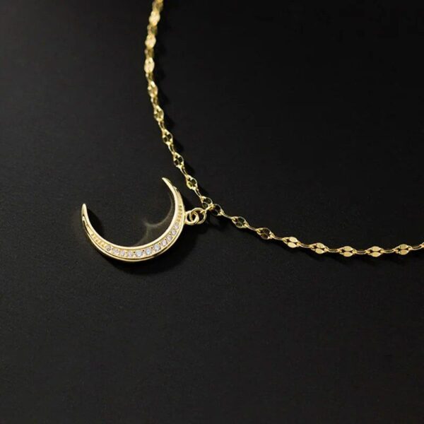 Elegant Sterling Silver Moon Anklet with Mini Zircon