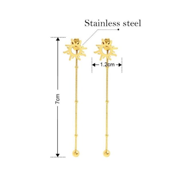 Stainless Steel Earrings: Classic Sun Totem Long Snake Beads Chain Stud Earrings