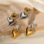 Stainless Steel Retro Love Heart Shaped Earrings