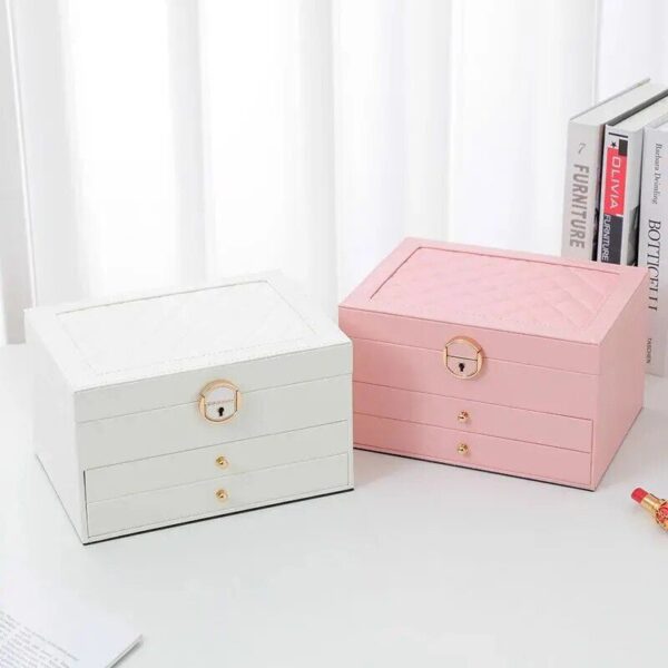 Elegant Multi-Layer Leather Jewelry Organizer Box