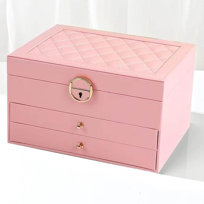 Elegant Multi-Layer Leather Jewelry Organizer Box