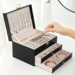 Elegant Multi-Layer Leather Jewelry Organizer Box