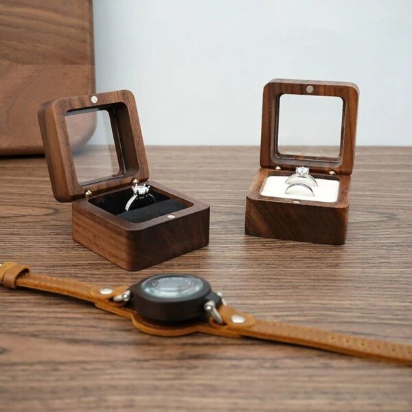 Elegant Wooden Ring Box with Soft Interior