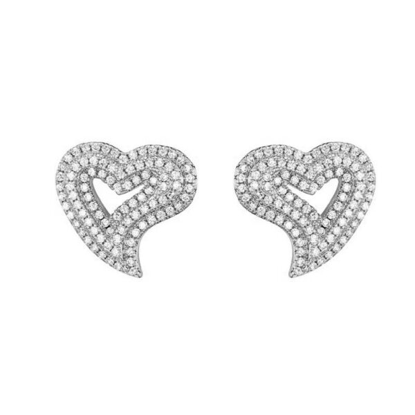 Sparkling Heart Cubic Zirconia Stud Earrings