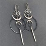 Vintage Gothic Snake & Moon Drop Earrings