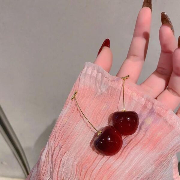 Chic Red Cherry Cubic Zirconia Drop Earrings