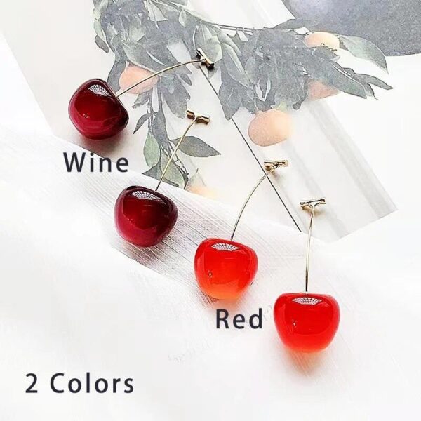 Chic Red Cherry Cubic Zirconia Drop Earrings