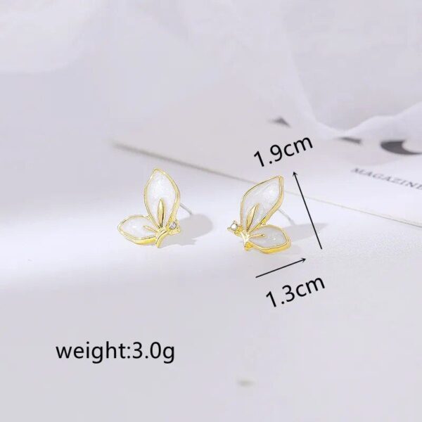 Golden Rimmed Crystal Butterfly Stud Earrings