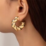 Gold Irregular Hoop Earrings