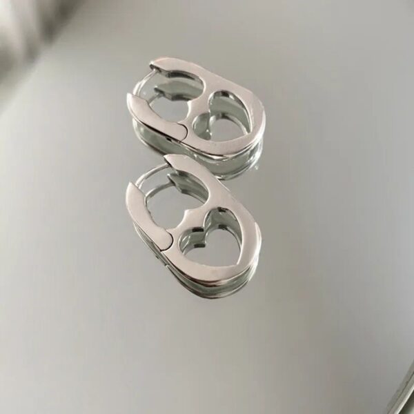 2023 Silver & Gold Double Heart Stud Earrings