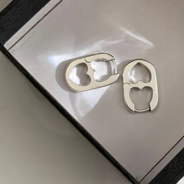 2023 Silver & Gold Double Heart Stud Earrings - Image 3