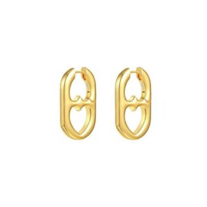 2023 Silver & Gold Double Heart Stud Earrings