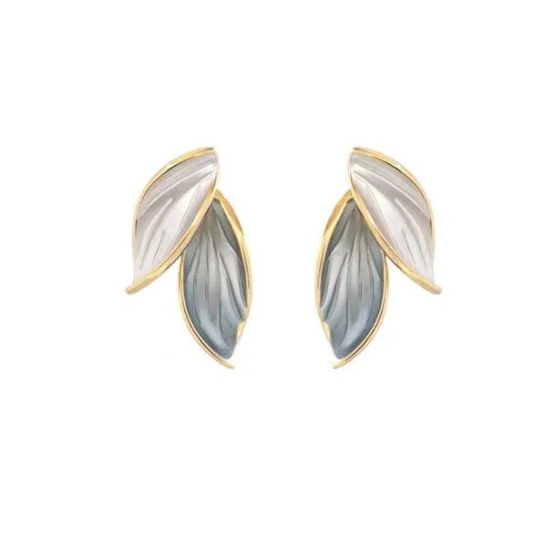 2023 Elegant Grey Leaf Metal Stud Earrings - Image 7