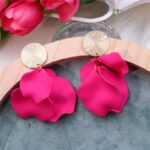 Elegant Rose Pink Petal Long Drop Earrings