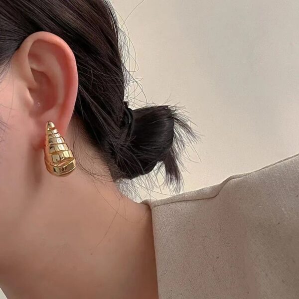 2023 Glossy Gold Teardrop Stud Earrings