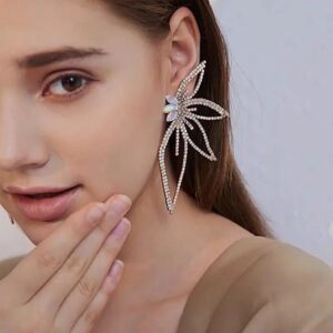 Chic Maple Leaf Zircon Stud Earrings