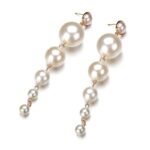 Chic Simulated Pearl Long Drop Earrings for Women