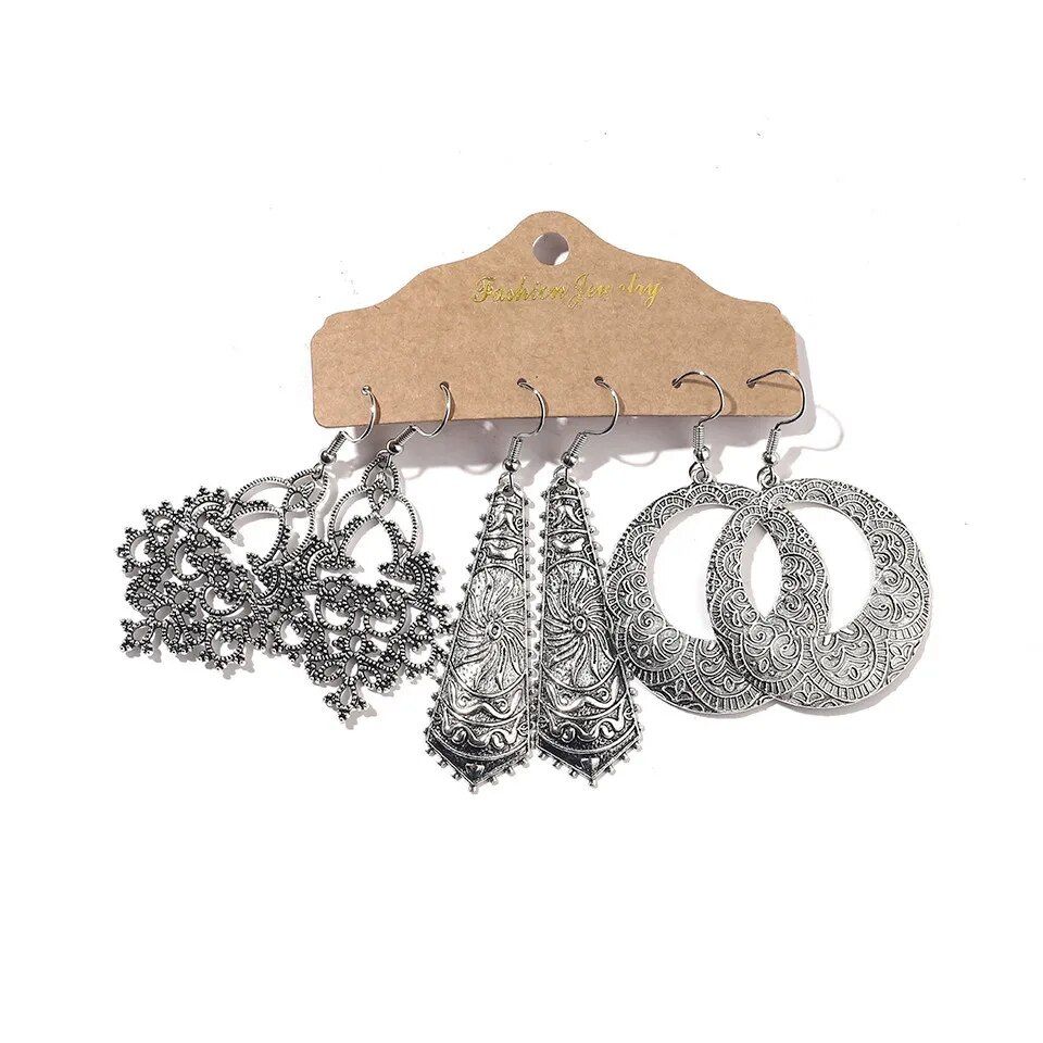Vintage Metal Dangle Drop Earrings Sets Bundles for Women