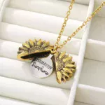 Romantic Boho Sunflower Locket Pendant