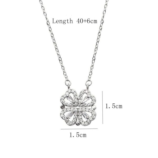 Heart-Shaped Four Leaf Clover Pendant Necklace - Image 7