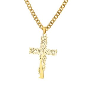 Gold-Plated Zircon Cross Pendant Necklace for Women – 2023 Trending Christmas Jewelry