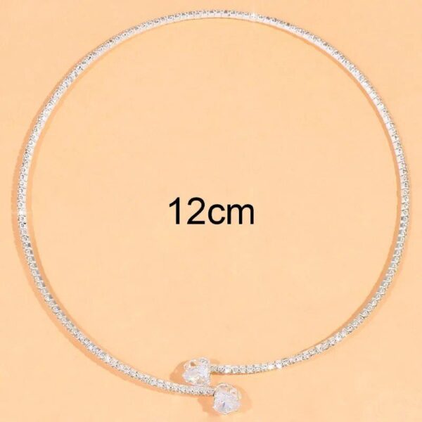 Rhinestone Heart Collar Choker Necklace: Elegant Open Collar Jewelry for Women