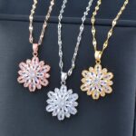 Gold-Plated Crystal Flower Pendant Choker